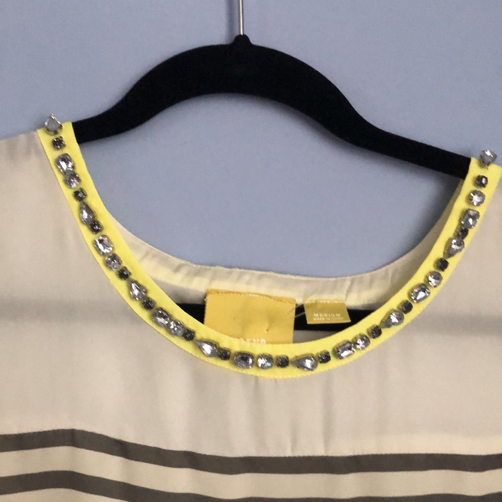 Anthropologie Maeve Size Medium Rhinestone Collar Striped Shirt - Picture 3 of 6